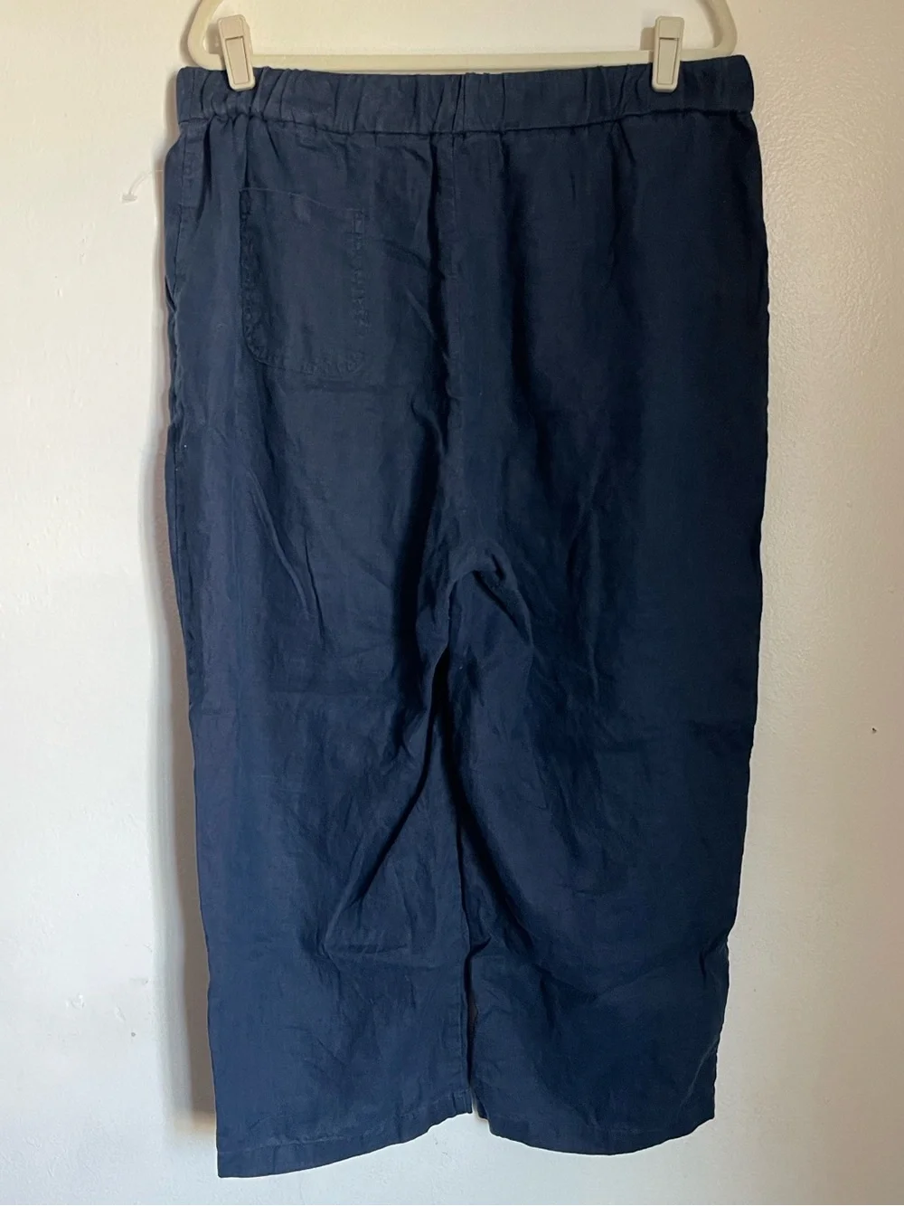 Quince 100% European Linen Navy Pull-On Pants Size 1X Natural Fiber Coastal
